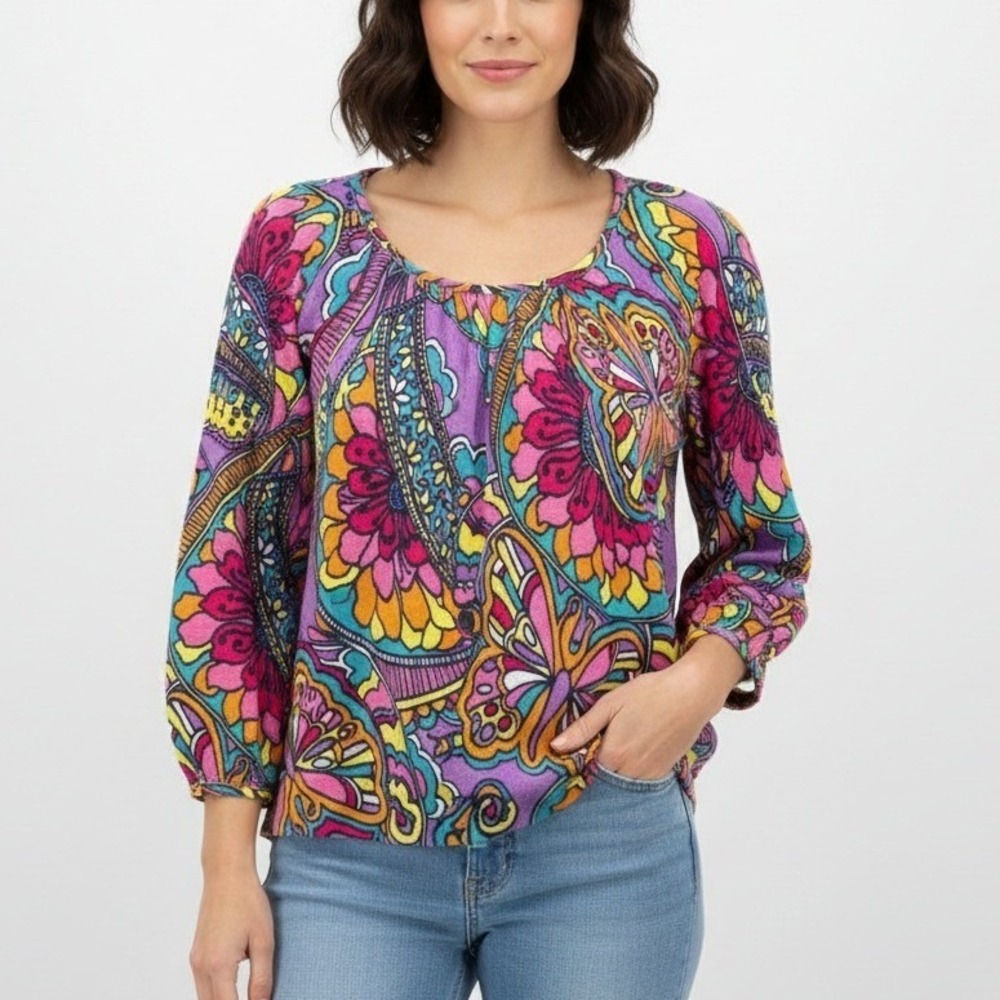 Lilly Pulitzer Conrad 3/4 Sleeve Lightweight Sweater in Optical Confusion Large
